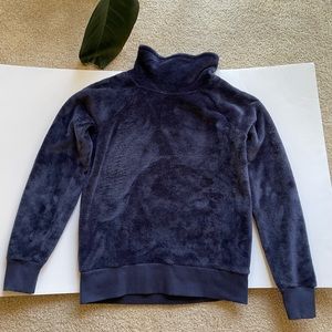 GAIAM fuzzy plush mock neck sweatshirt size small navy